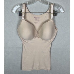 SHAPEEZ Ultimate Cami Size Medium DD Long Shapewear Bra Underwire Beige Cream